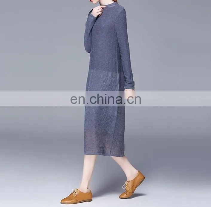 2016 China Clothing Factory customize fashion simple chiffon lady knit dress