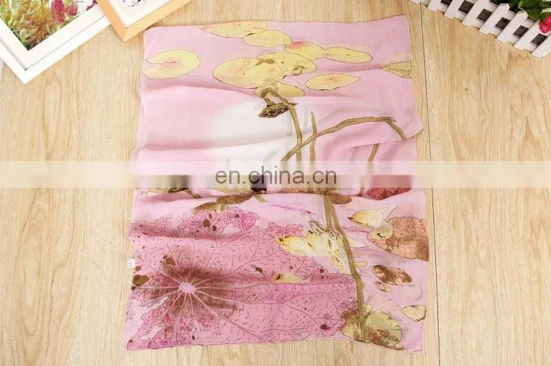Custom Design Flower Printed Chiffon Promotional Scarf