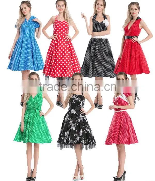 walson Women's dot Vintage Style 1950s Rockabilly Party Swing Skaters Dress party dresses
