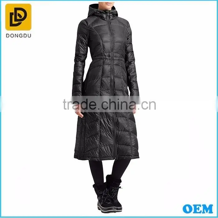 Promotion best quality ultra thin long down jacket for winter