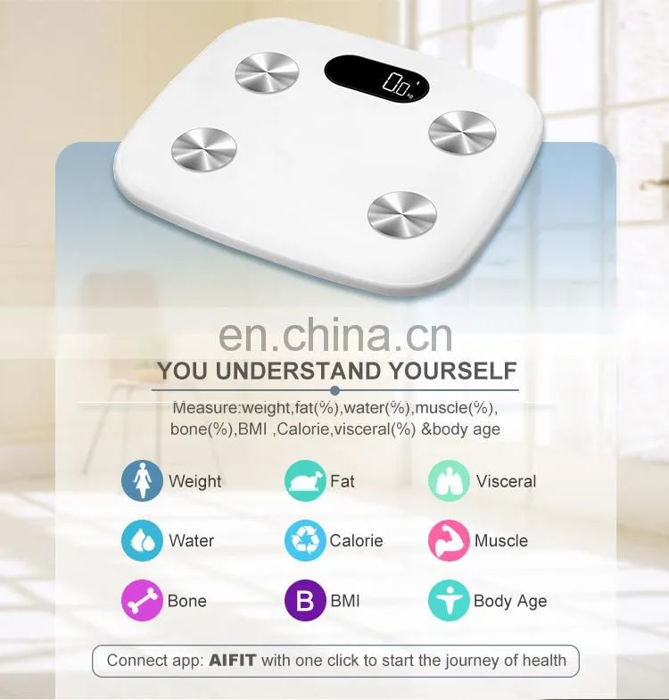 Best Selling Full ABS Plastic Body BMI Weighing Analyzer Blue tooth High Technology Personal Fat Scale
