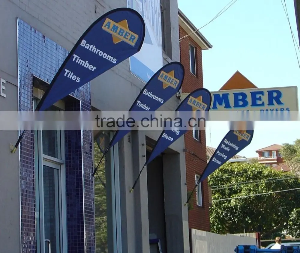 Custom advertising teardrop beach flags with cross base,feather flag wholesale