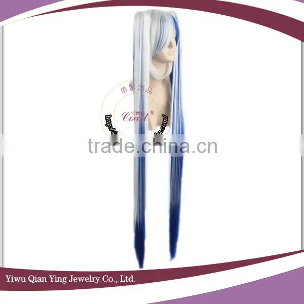 Pohwaran white and blue Hatsune Miku wig with ponytail