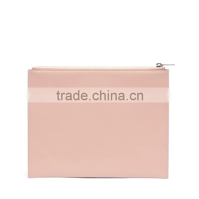 Guangzhou Hot sale pink suede pocket and calfskin leather evening party clutch pouch clutches bag for woman