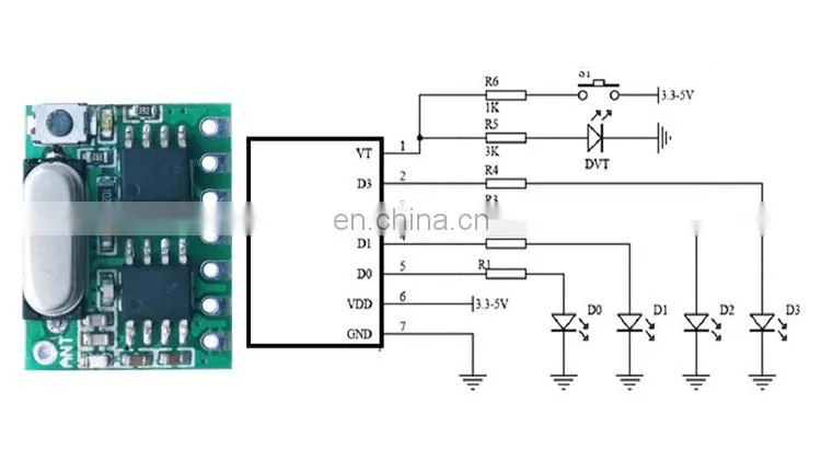 Small size 433MHZ wireless RF receiver decoder module, remote control receiver board