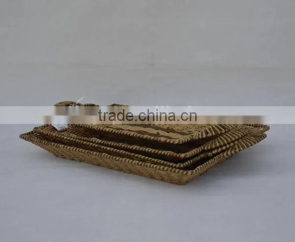 set of 4 rectangular wholesale paper rope woven egg tray