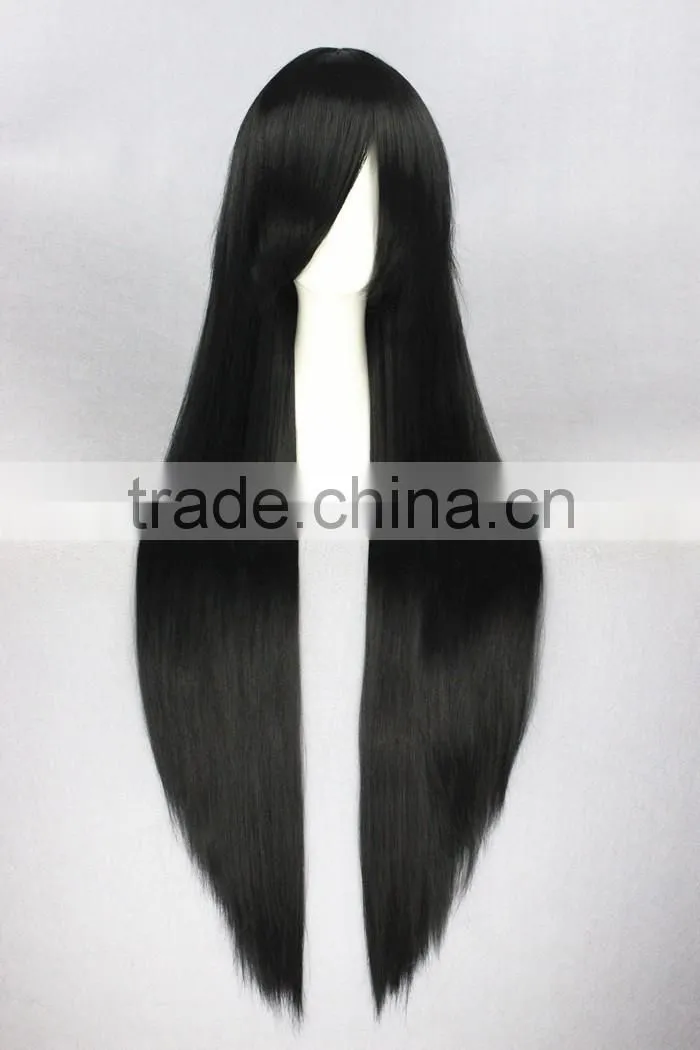 High Quality 100cm Long Black Hair Wig Straight Final Fantasy Anime Cosplay Wig