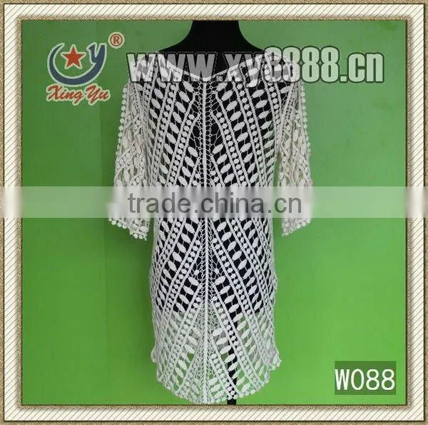 fashion embroidery half-sleeves cotton lace vest