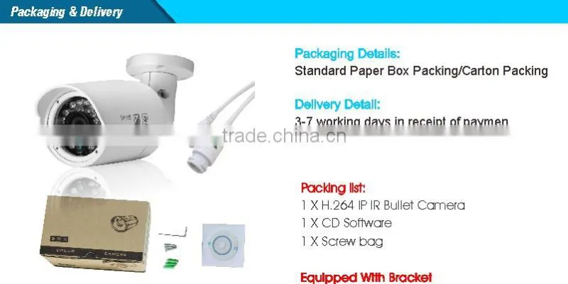 H.264 2.0MP cmos image sensor full hd cctv camera Color IR Mini Bullet network camera ip