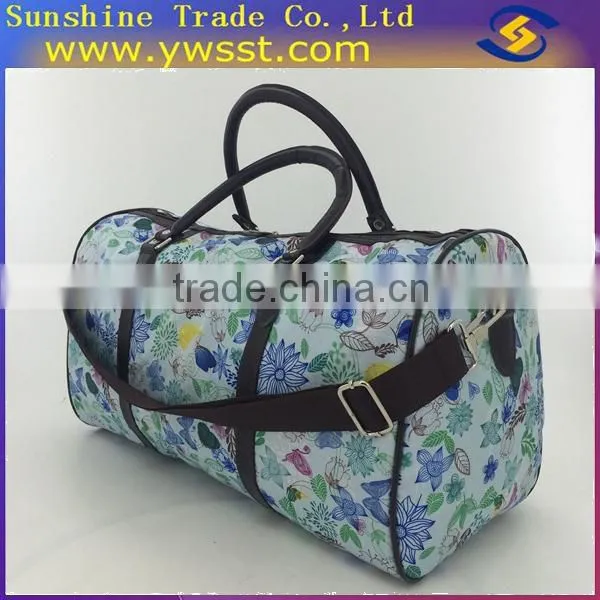 blue colorful flower printed folding travel bag