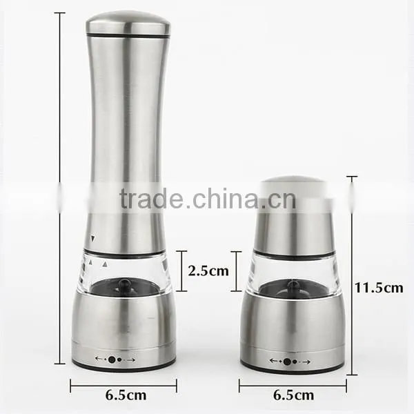 Premium Food Large Capacity Safe Salt Pepper Grinder Set with Battery Operated Electric