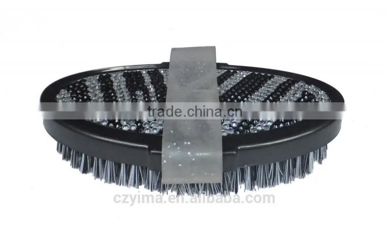 Hot! bling horse body brush with zebra pattern/rhinestone
