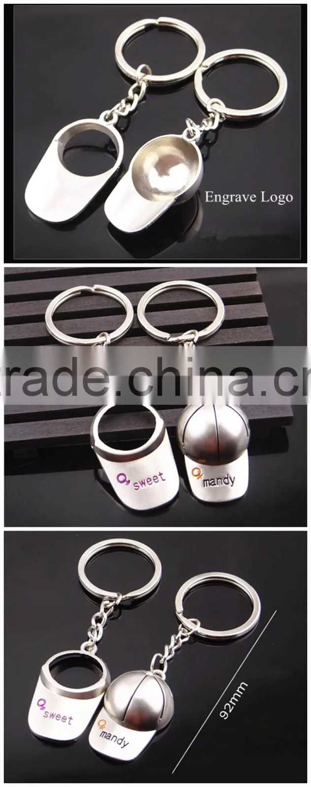 professional factory couple custom metal creative christmas gift baseball hat keychain