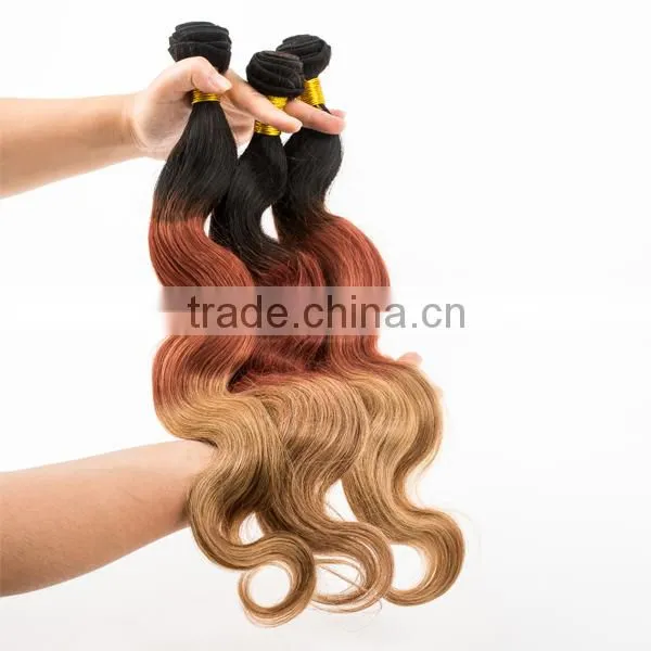 Body wave three different color hair weaves sew in human hair weave ombre hair brazilian ombre weave hair