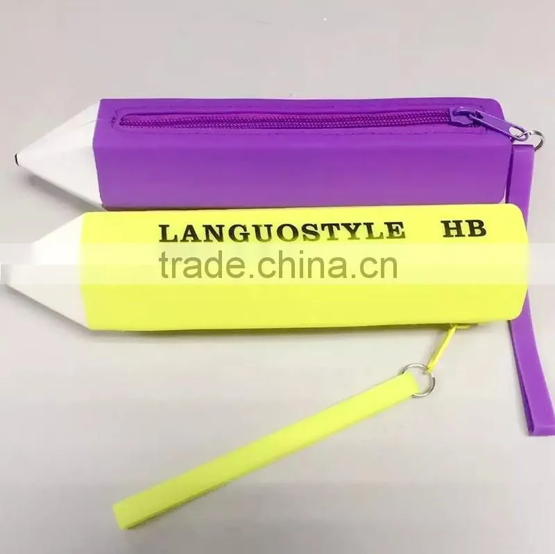 Multi color silicone pencil case pen bag