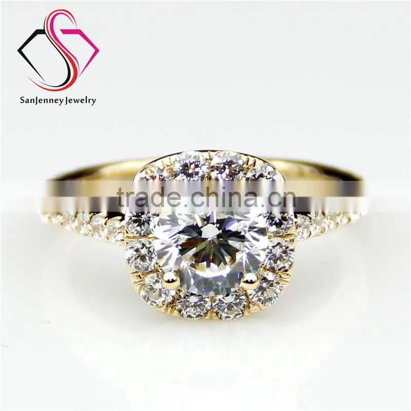 Round Brilliant Cut Moissanite 1CT 6.5mm Center Halo Style 14k 18k White Yellow Gold Diamond Engagement Ring