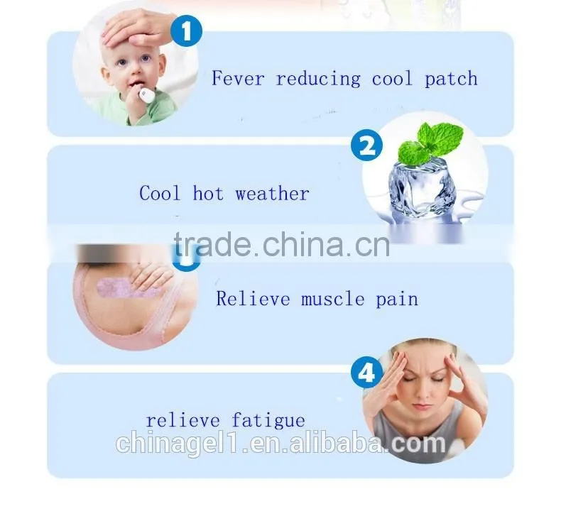 Fever reducing cooling gel pads/Ice cooling gel patch/ cooling pad