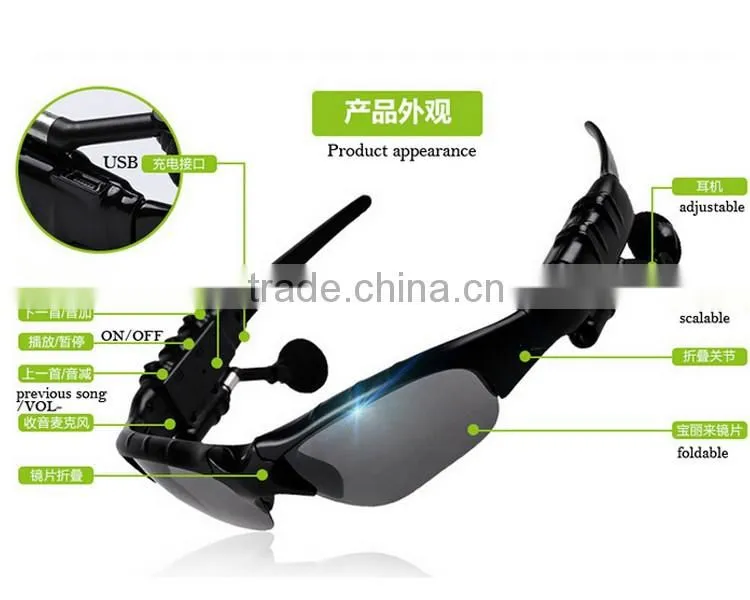 2016 New Wireless bluetooth polarized sunglasses Stereo Music Phone Call Headset for Music BT103