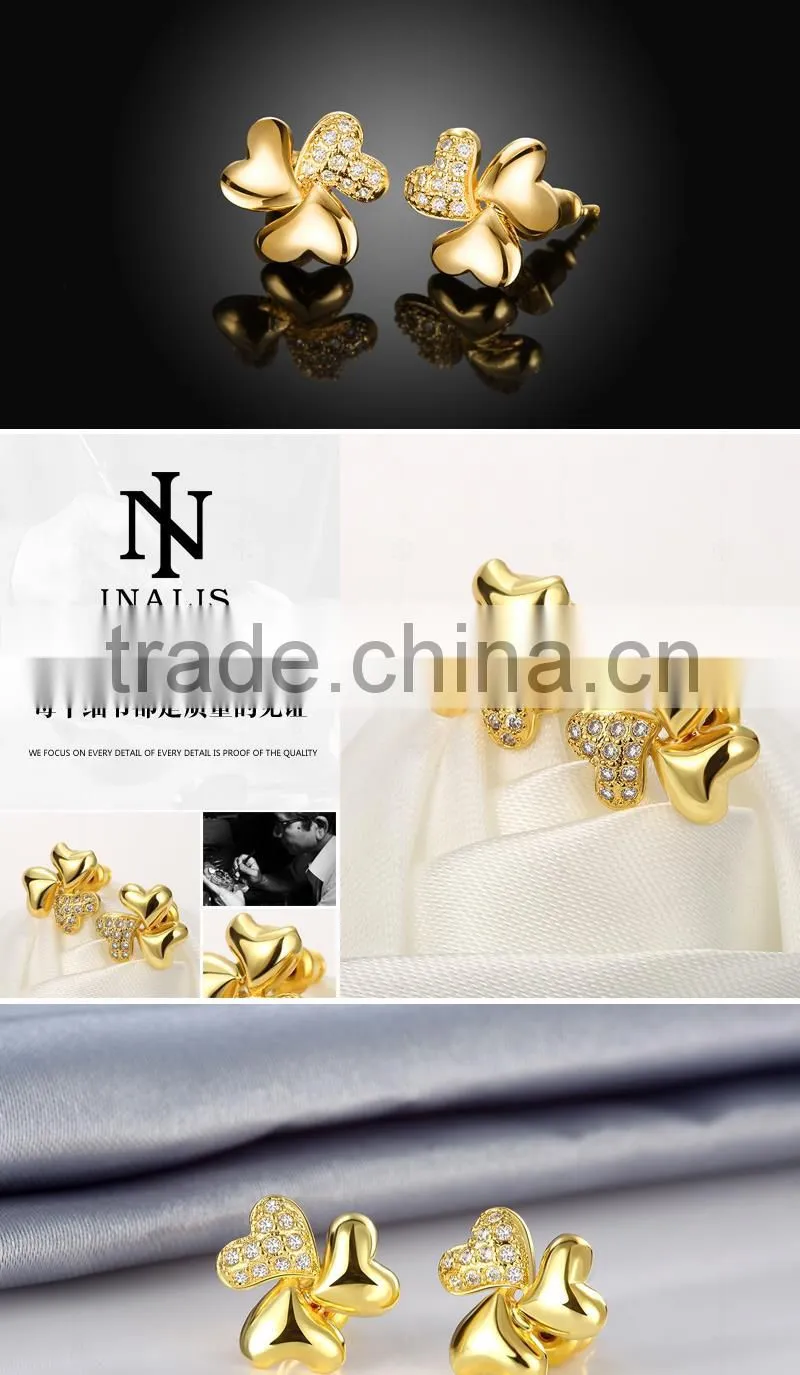 clover floswer white gold plated crystal jewelry earring
