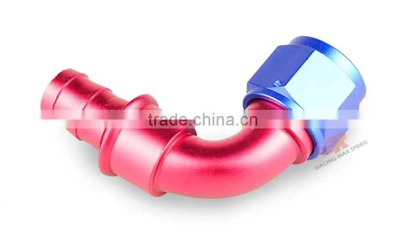 Aluminum oil cooler hose fitting 90 degree push on hose end push on 10-090-12