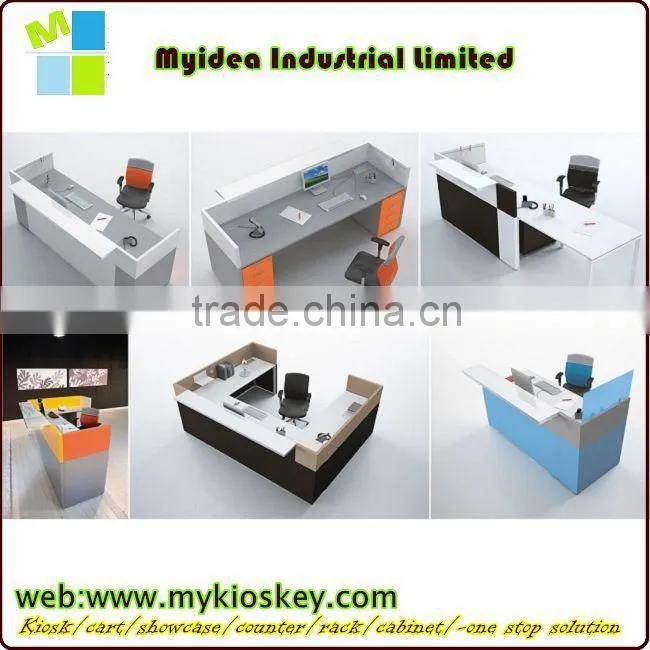 mdf baord glass top office reception counter design beauty salon reception counter