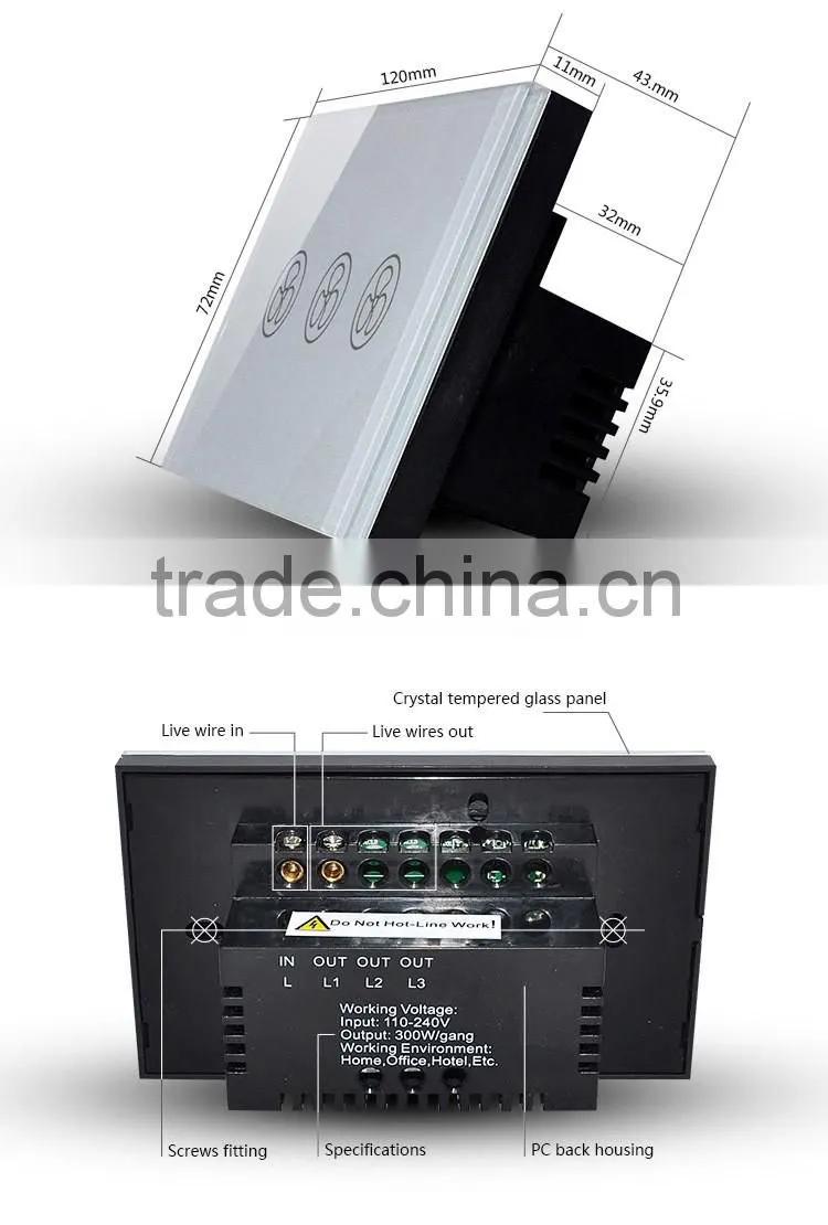 US/AUS Type Crystal Touch Fan Switch & Wall Touch Switch for Fan