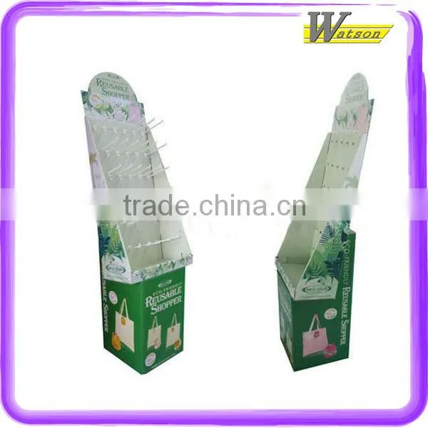 recycled Material advertising promotion corrugated paper with hook peg display stand for hair care