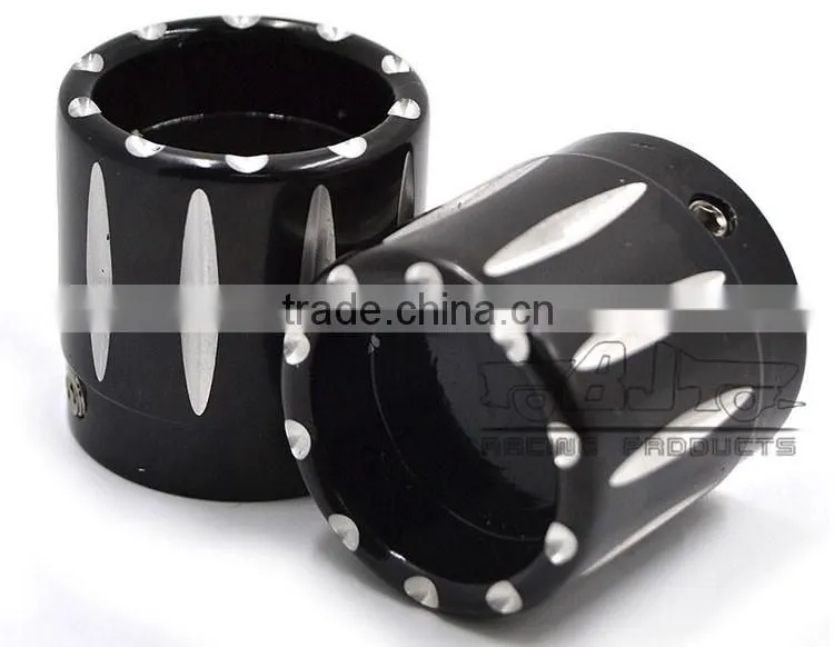 BJ-FS-HA001 High Quality Black Deep Edge CNC Billet Alloy Motorcycle Front Axle Cap Universal for Harley Davidson and Choppers