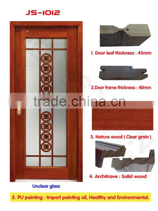 economic red oak galss timber interior door