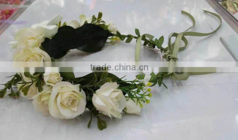 HL016 New Fashion Artificial Flowers Handmade foam head wreath for wedding garland bridal headdress
