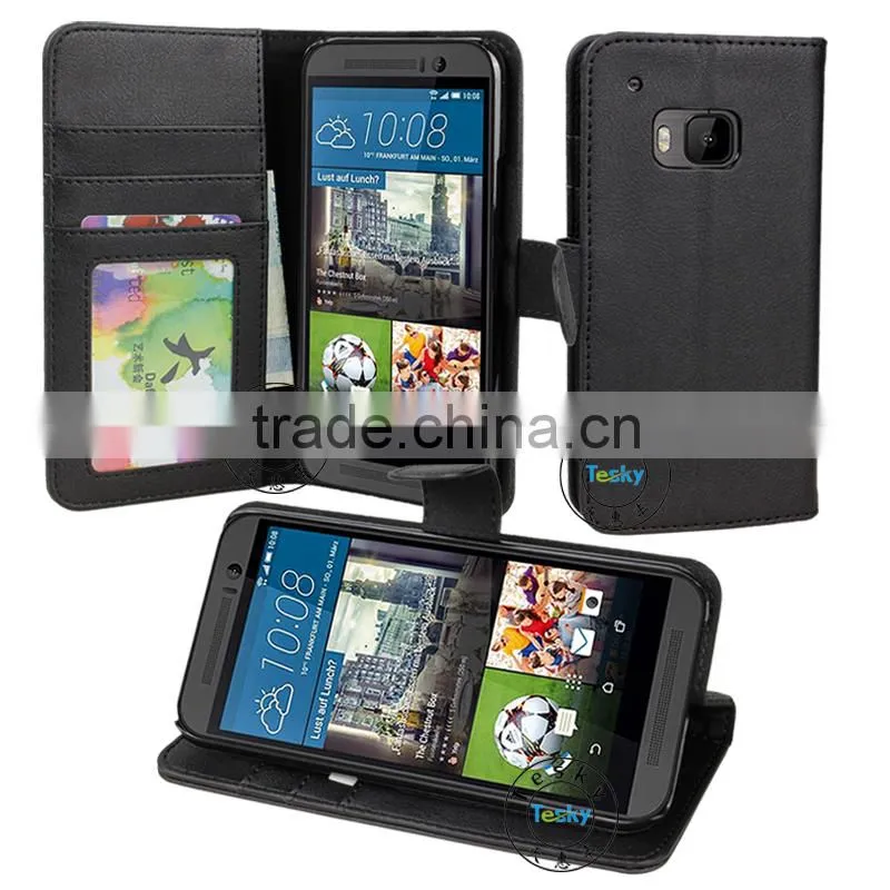 PU+PC Hybrid Phone Flip Cover Case For HTC One M9 Wallet Leather Case With Stand And ID Holder