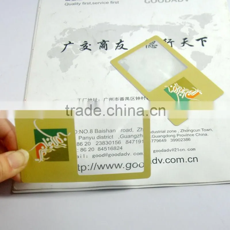 Transparent pvc credit card hand magnifiers glass