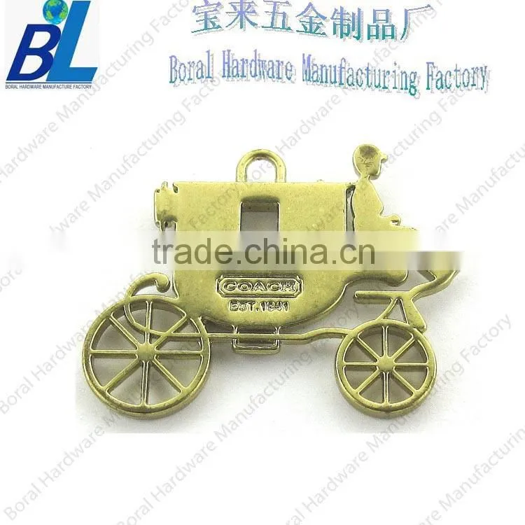 Custom bike shape metal handbag pendant with gold plating