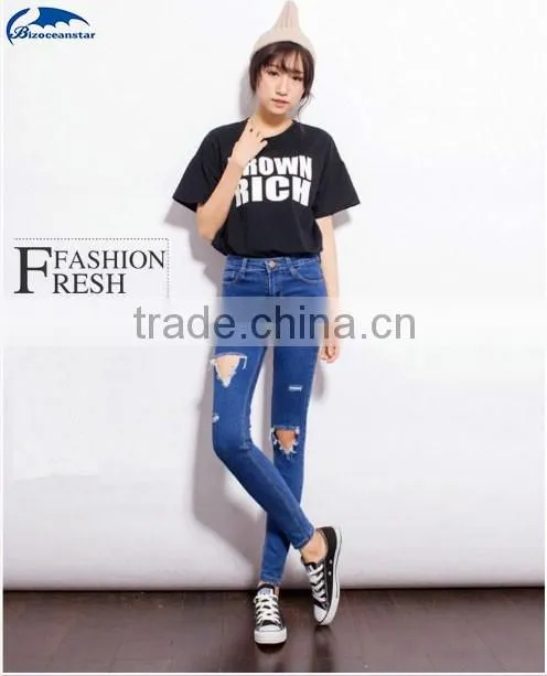 Fashion Casual Women Brand Vintage High Waist Skinny Denim Jeans Slim Ripped Pencil Jeans Hole Pants Female Sexy Girls Trousers