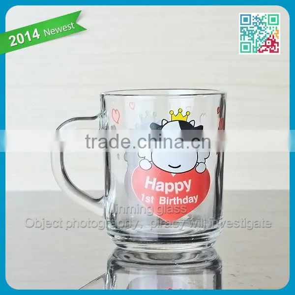 Cartoon Cow Logo Glass Milk Mug Kids Favor Drinking Milk Glasses Promotional Kids Milk Mug
