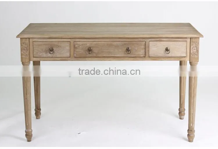 Antique style Rectangle Hand Carved Study Desk/Wooden Restaurant Table(DT-1025-OAK,125CM)