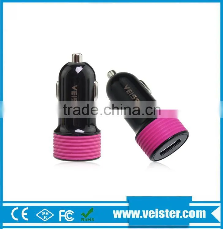 Wholesale usb car charger adapter with colorful silicone ring