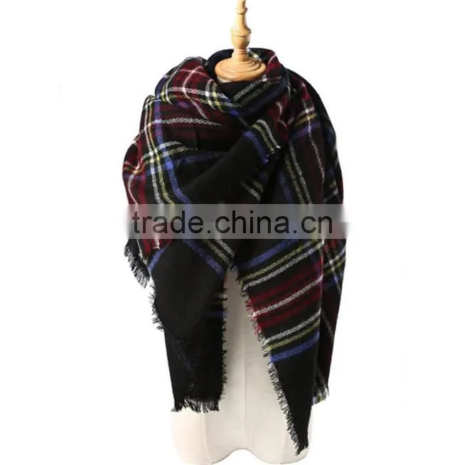Infinity Plaid Tartan Tribal Colorful Cotton Scarf, Hand Block Printed Aztec Scarf , Art Boho Scarf