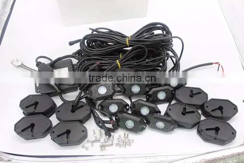 8PCS RGB C-ree LED Rock Light tail Fender Under Under Car Decorative Offroad RGB Light with Bluetooth Controller