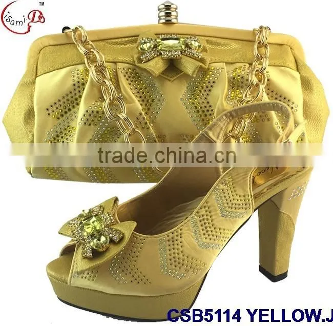 CSB5114 new International trends fashion style african design high heel shoes matching bag with stone