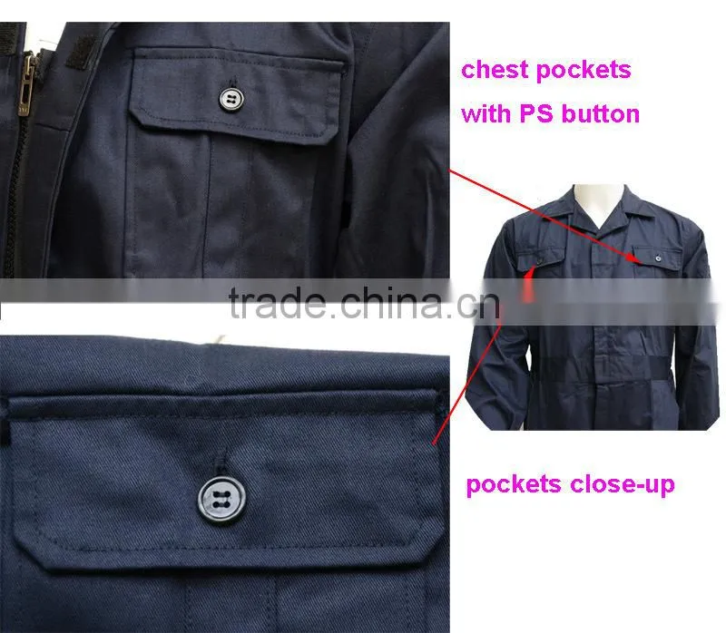 Polyester & 35% Cotton 220gsm Fabric Twill Industrial Fireproof Safety Uniforms Workwear for Mechanic Mens