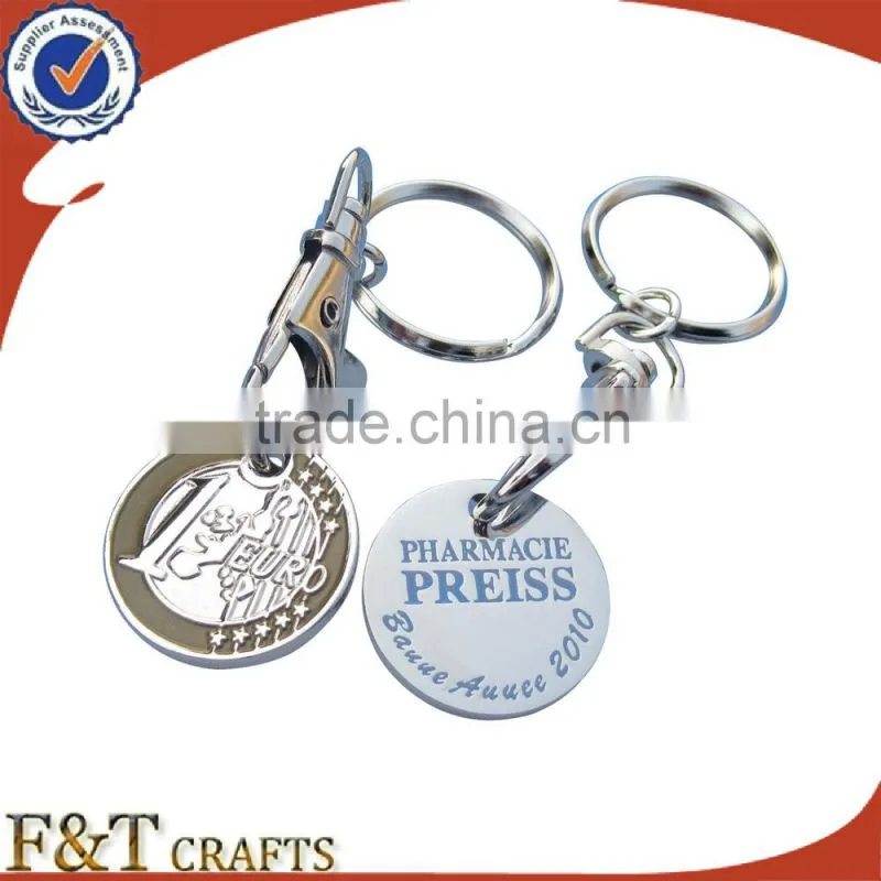 High quality soft enamel two side trolley coin/shopping trolley coin lock/trolley coin keychain