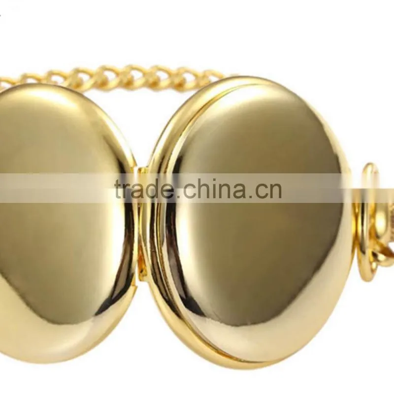 Empty pocket watch quartz gold japan movement pocket watch