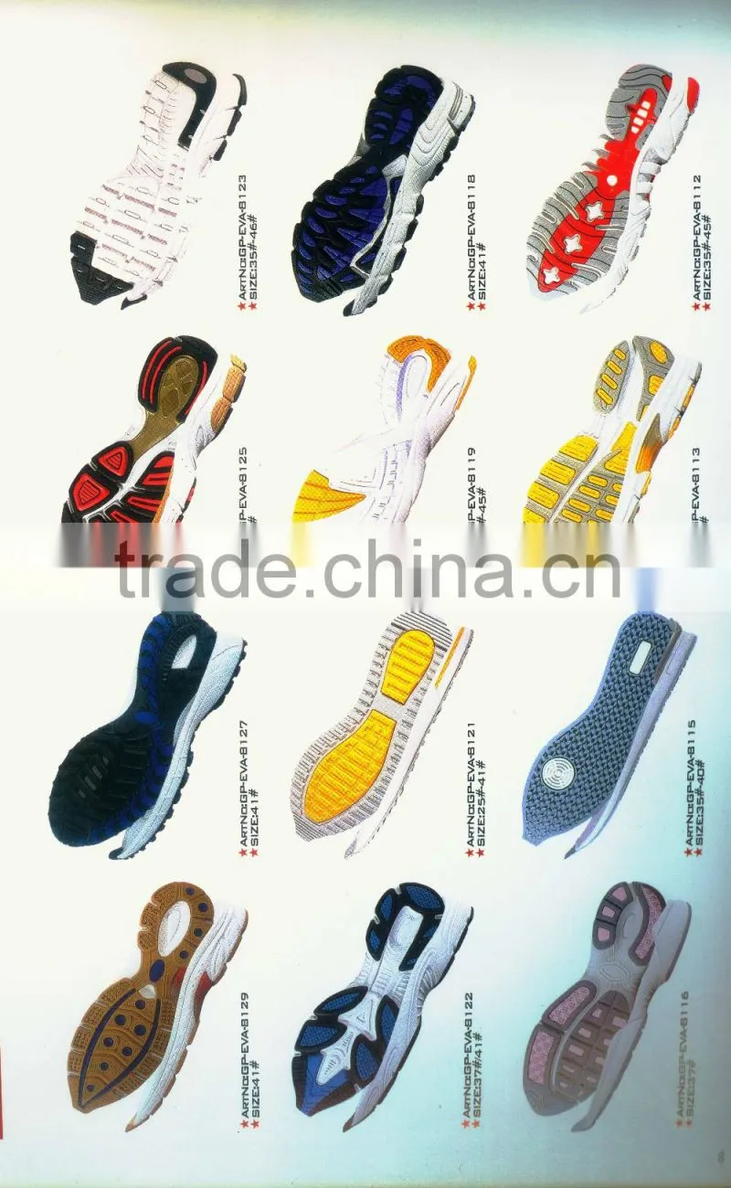 new design hiking leisure fashion pattern rubber and eva sole second hand mold