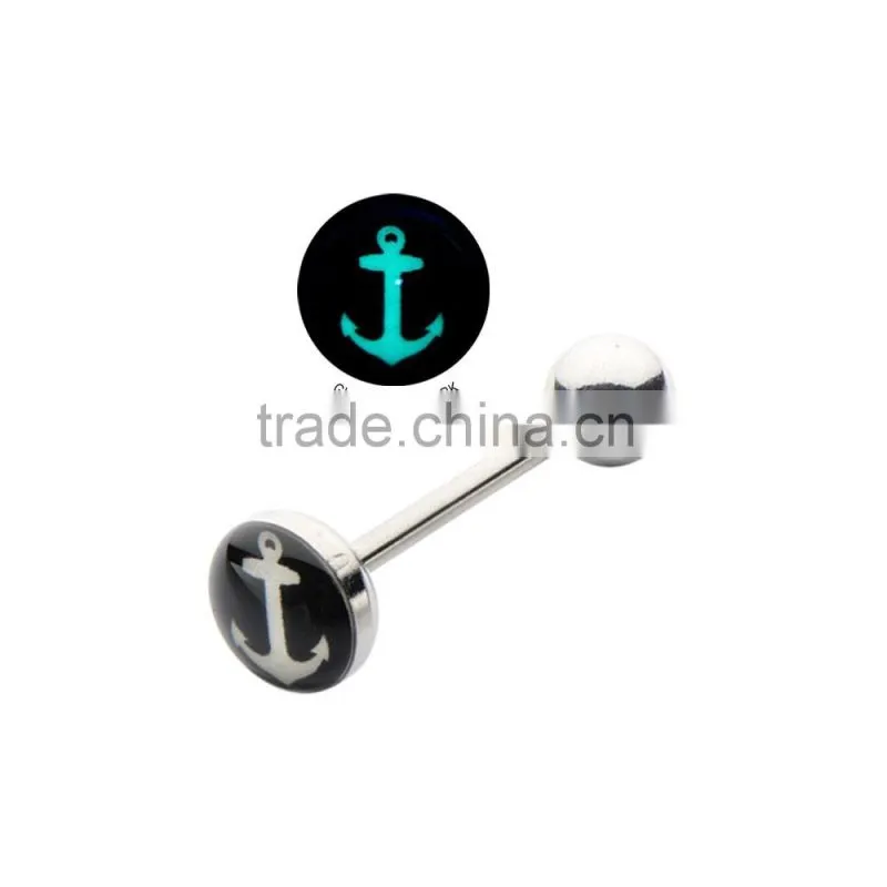 Glow In the Dark Anchor Tongue Barbell.