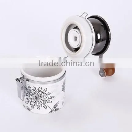 ceramic container, ceramic burr manual coffee grinder, coffee mill