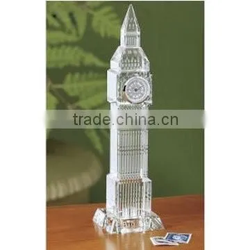 Noble 3d laser Metal covered surface Crystal Big Ben model with clock for tourist souvenir