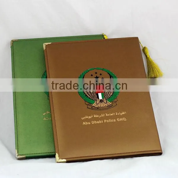 Customized logo A4 size certificate holder/genuine leather certificate folder/pu leather certificate portfolio