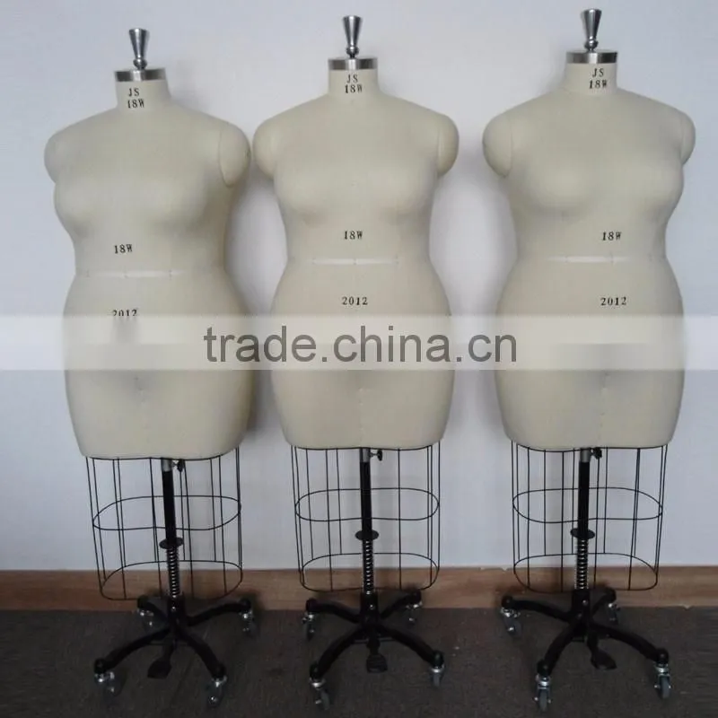 European and American female mannequin wedding dressform with collapsible shoulder hip and belly