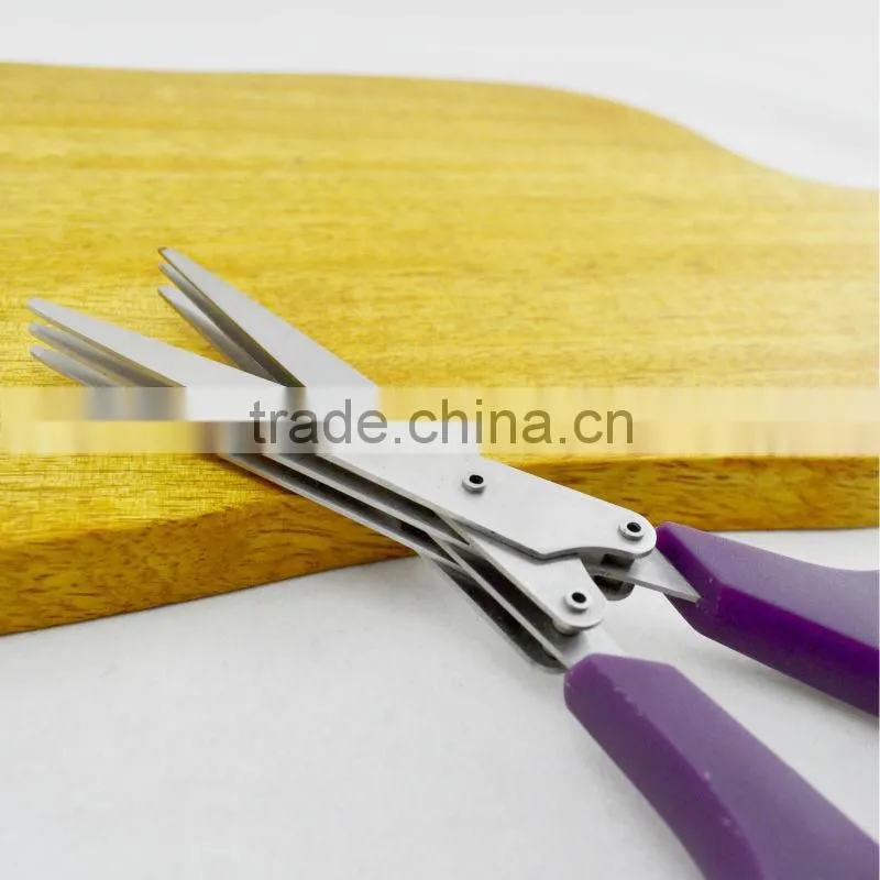 Multifunction 3 Blade PP Overmold TPR Handle Herb Scissors